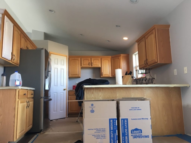 Photo of before Kitchen cabinet refinish project by Michelle's Toolbox, Helena, Montana