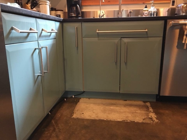 Photo of: Kitchen cabinet refinishing: custom painting project for modern or transitional style kitchen.